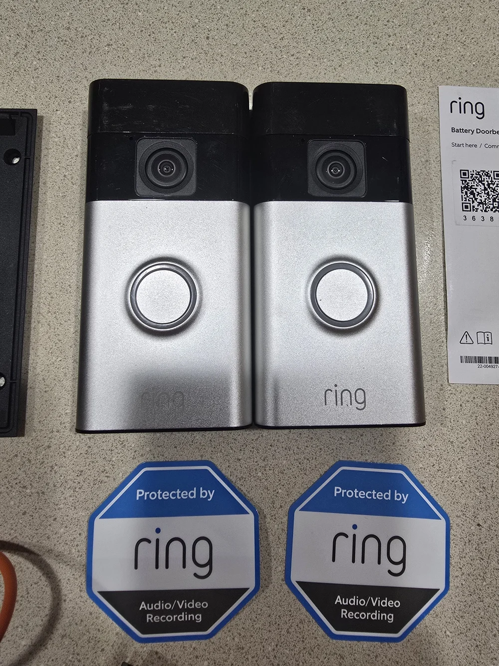 Ring Video Doorbell (Two Units) in Silver and Black